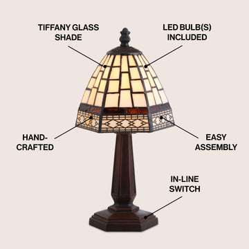 Carter Tiffany Style 12" LED Table Lamp - JONATHAN Y